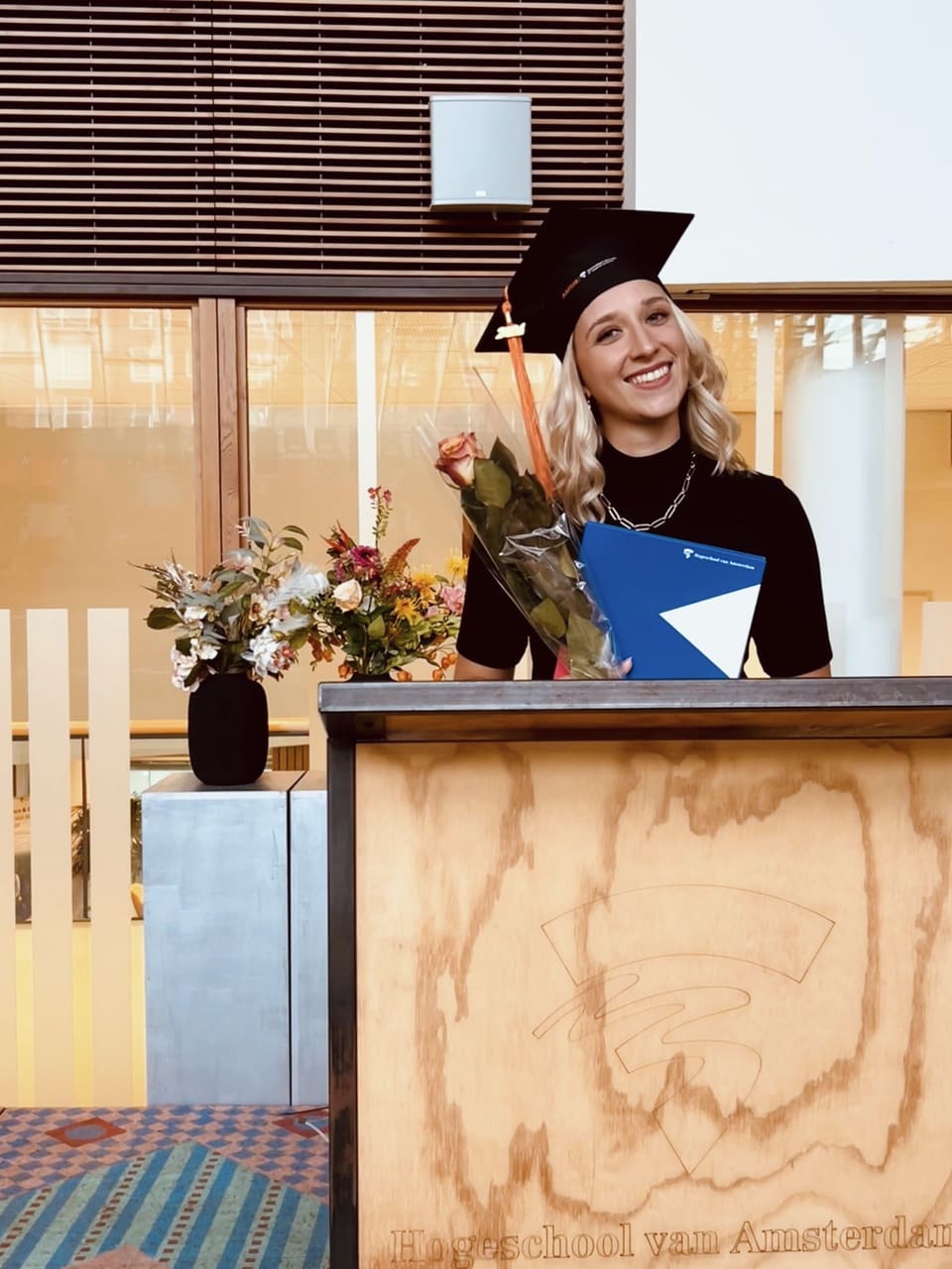 Anna at her bachelor's graduation in Amsterdam, 2024